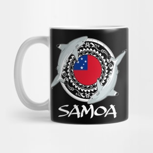 Blacktip reef sharks on Samoan flag Mug